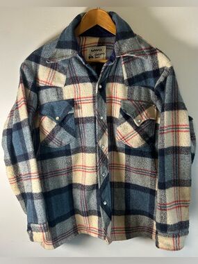 Vintage MWG Plaid Western Wool Jacket  Snap Button Sz L Western's Best Winnipeg